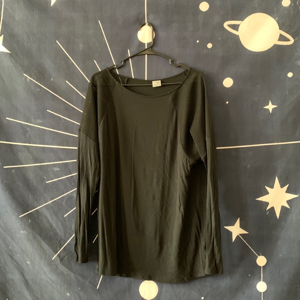 Mesh Shoulder Long Sleeve Shirt